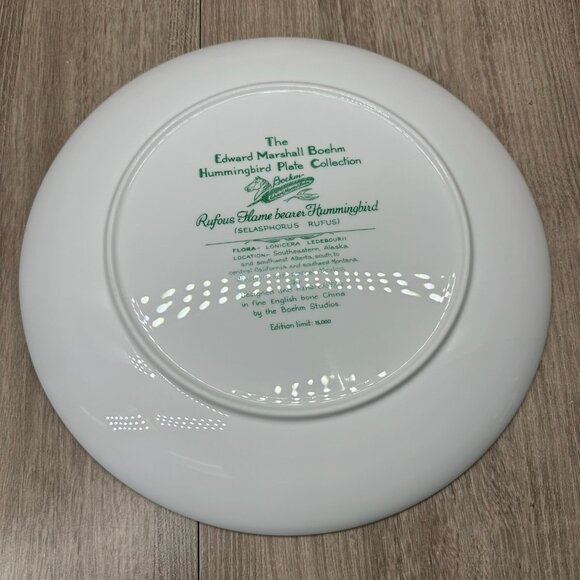 Vtg Boehm Bone Porcelain Rufous Flame Bearer Hummingbird Plate Collection White - Picture 3 of 7